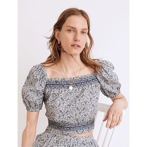 Madewell Jeanette Top in Blue Florentine Floral Small